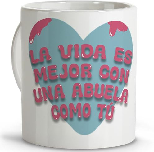 LolaPix Regalo mujer. Taza super abuela. Tazas originales para regalar. Regalo abuela. Regalos para abuelas. Taza cerámica 330 ml.