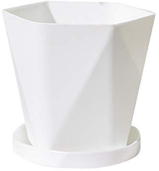 Maceta grande de resina de plástico, 2 unidades, para balcón, para el hogar, terraza, césped y jardín, 30 cm de diámetro, cerámica (blanco, tamaño único)