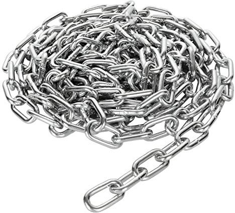 VIDETOL Stahlkette Verzinkt, 6 Meter 6mm Starke Metallkette, Silber Gliederkette für Schaukelkette, Lampenkette, Absperrketten