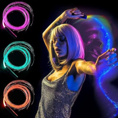 Fouet à Fibre Optique LED, Fouet à Fibre Optique Rechargeable par USB, Trois Modes de lumière, adapté à la Danse, fête LED Fouet de Danse à Fibre Optique (Couleur : Blanc)