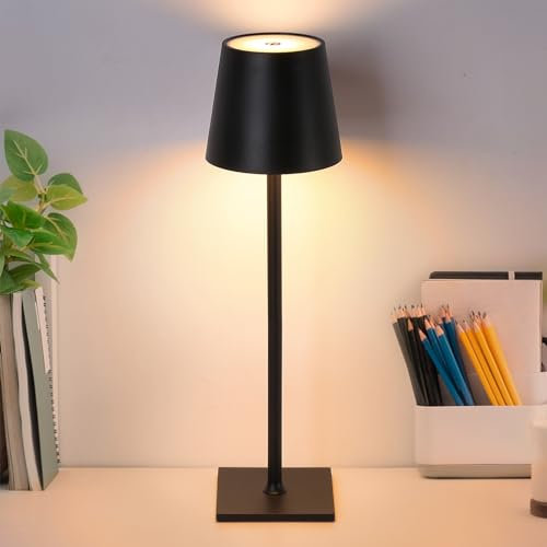 Alpinaluz Lampada da tavolo a LED senza fili, IP54, ricaricabile tramite USB, controllo tattile CCT e dimmerabile, design moderno per interni ed esterni