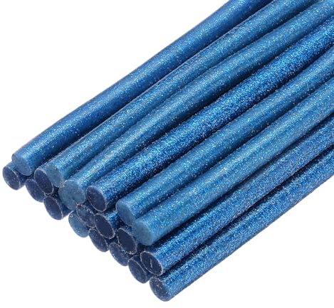 QUARKZMAN 20pz Stick Colla a Caldo per Pistola Colla a Caldo 7mm x 100mm/0,27 x 4 Mini Bastoni di Colla a Caldo Adesiva Blu Glitterato