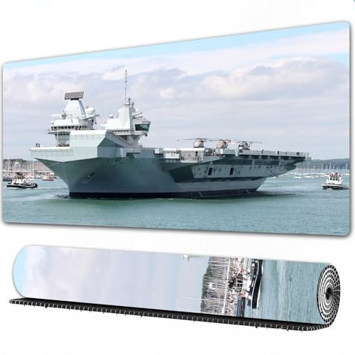 EOMKSE Mouse Pad Gaming Large Desk Pad Washable Mouse Pad Laptop Desk Mat,Portsmouth UK - 17TH JUNE 2019 The Royal Navy Aircraft Carrier HMS,Home Mouse Pad with Anti-Slip Rubber Base,16x35.5 in