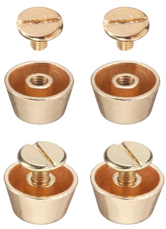 QUARKZMAN 4 Set Rivetti Borchie per Borsa a Mano e Borsa a Tracolla 12mm Rivetti Testa Piatta Vite Posteriore Punte Lega Fibbie Rivetti per Pelle per Borse Tote Abbigliamento, Tono Oro