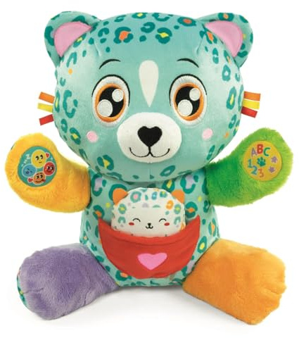 Clementoni Cleo und Leo Interaktive Leoparden, interaktives Plüschtier für Babys, pädagogisch, multisensorisch und musikalisch, ab 6 Monaten, hergestellt in Italien, 55555