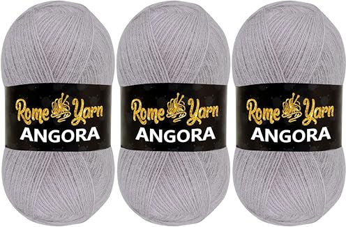 Rome Yarn Angora Garn | #2 Fein, Sport (USA), 4-fach (UK) | Handstricken | weiches Garn | Häkeln und Stricken | Angora Wolle (3 Knäuel, 709)
