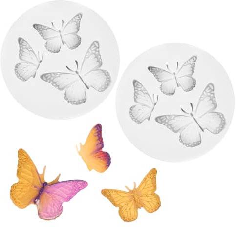 2pcs Mini Butterfly Silicone Molds - Fondant Moulds for Candy, Chocolate, Cupcake Toppers - Baking Mold for DIY Crafts, Polymer Clay, Gum