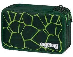 ergobag Maxi Mäppchen Set 40-Teilig, Lyra Bunt- und Filzstifte, Kleingeld Fach, Lineal, Schere BärRex - Grün