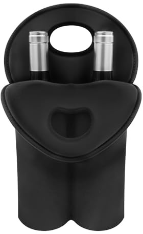 MiOYOOW 2 Flaschen Wein Tragetasche, Weintasche für 2 Flaschen, Neopren Weinträger, Faltbare Trinkflaschentasche für Wasserflaschen mit Einer Kapazität von 750ml, Wein, Wasser, Champagner, Bier