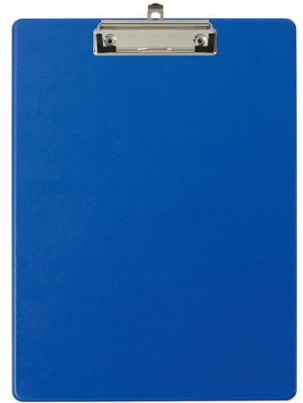 Exacompta - Réf. 19292E - Carton de 10 porte-blocs à pince avec pochette plastique sur le dos - Système d'accroche mural - Dimensions : 23 cm x 32 cm pour document format A4 - Bleu