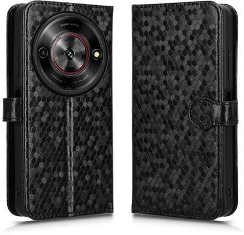 SHIEID Custodia Flip per ZTE Blade A75 5G/Nubia Focus - Cover a Libro con Motivo Dipinto e Kickstand - Nero