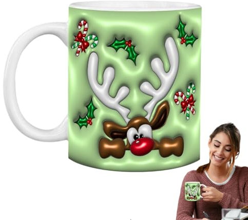 Jiimhte Santa's Christmas Rentier-Becher,Weihnachtscharakter-Tassen,Keramik-Weihnachtsbecher -Weihnachtsmann-Becher - Weihnachtsaccessoires, Weihnachtsbecher, Weihnachtsmannbecher für Freunde und