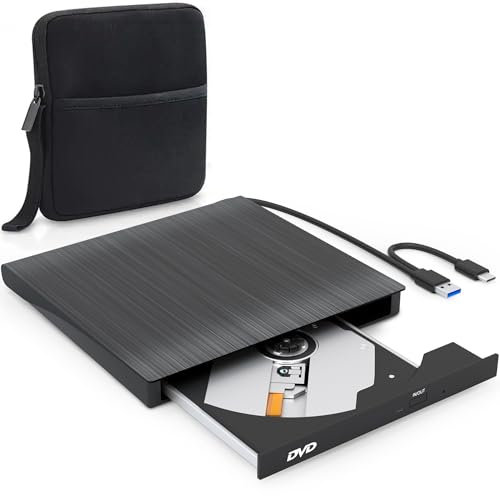 Strex Lettore DVD esterno e masterizzatore - Con custodia - CD/DVD - Plug & Play - Lettore DVD USB 3.0 - Compatibile con Windows, Mac e Linux - Drive ottico