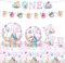 MORAINJAY Lot de 82 décorations de fête d'anniversaire en forme de champignon, assiettes en carton, gobelets en carton, bannière, serviettes, fête d'anniversaire pour enfants (20 invités)