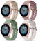 AK 4 PACK Watch Band Compatible with Samsung Galaxy, Adjustable Silicone Sport Strap Replacement for Samsung Galaxy Watch 4/5/6/7 Men Women (Violet Smoke+MilkTea+Starlight+Cactus, Small)