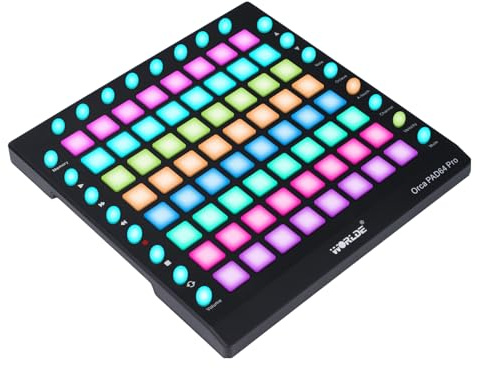 Nikou Elektronisches Musik-Pad 64 Tasten-MIDI-Controller mit hintergrundbeleuchteten RGB-Pads, Elektroakustische Percussion Pads (Schwarz)