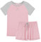 Ekouaer Pigiama Donna Estivo Leggero Pigiami Corto Stitch Pigiama Due Pezzi Maniche Corte, Rosa S