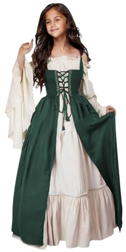 semen Girls Renaissance Medieval Vintage Maxi Dresses Halloween Ball Gown Victorian Gothic Dress Up Costumes Party Long Dress Green