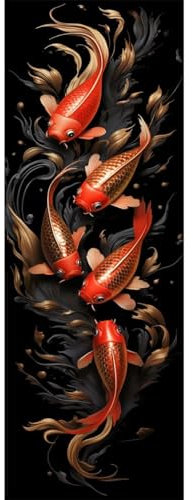 5D Kit Completo Pintura de Diamantes Koi Grande Diamond Art Mosaico Artesanía Kit, 5D Diamond Painting con Pedrería Diamond Painting Accesorios Kit para Regalo Decor Hogar 95x280 cm/38x111 Inch M-18