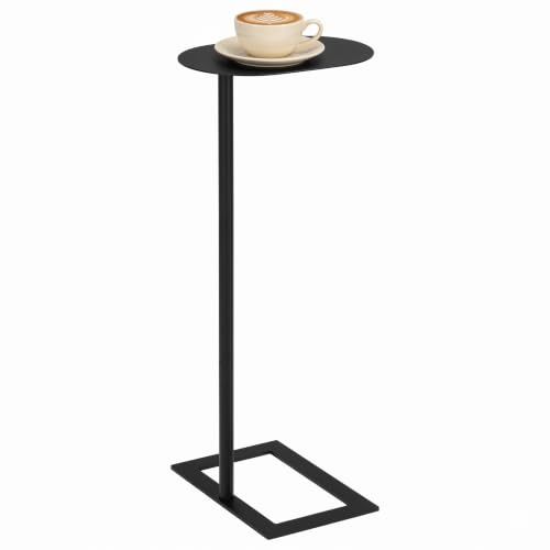 ZEXVIDA Modern Stable C Table End Table, 27.5 Tall, Oval, Black | C Shaped Side Table that Slides Under Sofa, Slim Under Couch Table, Industrial Coffee Tray Table for Living Room Bedroom