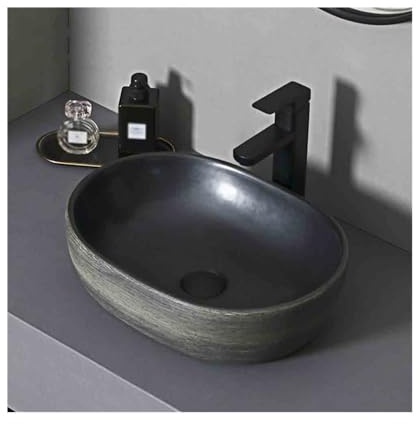CWCQGH Aufsatzwaschbecken Kleines Aufsatzwaschbecken Ovales Waschbecken Haushaltsbadezimmer mit Zubehör Aufsatzwaschbecken