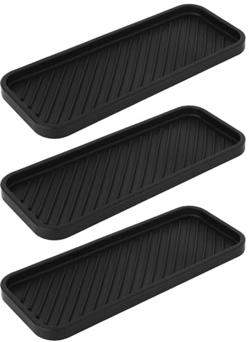 3 Pcs Bandeja de Plato de Silicona, Bandeja de Porta Estropajos Fregaderos, Organizador Fregadero Escurridor Esponja, Soporte Organizadores para Fregadero de Silicona, para Estropajos Cepillos
