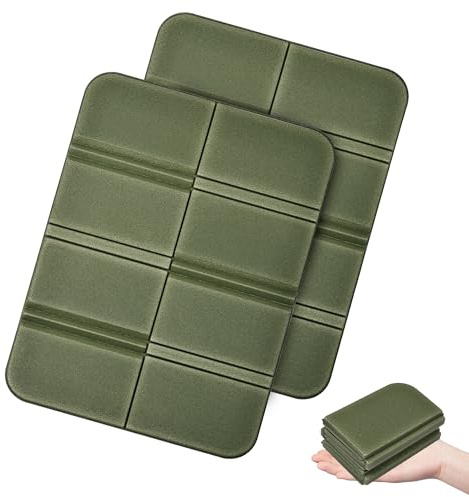 WUFANC Sitzkissen Outdoor Faltbar 2er Set, Wetterfest & Wasserdicht Thermo Sitzunterlage Outdoor Kinder,Leicht & Kompakt, für Wandern, Camping, Stadion, Picknick & Garten (Grün+Grün)
