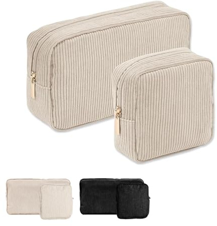 APKOL 2pcs Trousse de Maquillage Velours côtelé avec Fermeture éclair en | métal, Sacs à Main Portables pour Femmes Trousse de Toilette Voyage Imperméable pour cosmétiques, serviettes hygiéniques