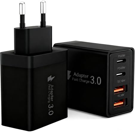 2Pack USB C Ladegerät,45W 4 Ports Mehrfach Ladegerät mit USB C und USB A, Schnellladegerät PD USB Netzteil für Apple iPhone 17 16 15 14 13 12 11 Pro Max, Mini SE XS XR, iPad, Samsung USBC Ladestecker