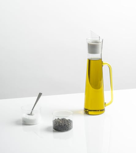 KnIndustrie Oliera in Vetro Borosilicato, Ampolla per Olio e Aceto con Manico, 26 cm x 6.8 cm, Design Paolo Ulian, Collezione The Salad Family
