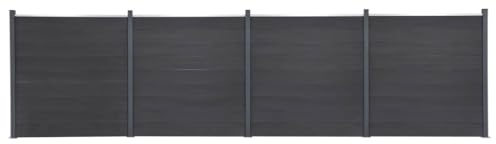 QJBSAVVA Gartenzaun Set Grau 699 x 186 cm WPC Zaunelement Doppelseitige Holzoptik Sichtschutzzaun mit Stahl Pfosten für gartenzaun hundezaun hühnerzaun garten