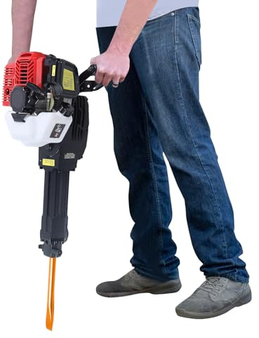 Martello demolitore a benzina 52CC 1900 W, frantoio a 2 tempi, con punta e scalpello piatto, 55J, martello scalpello per rottura e demolizione del calcestruzzo, 6500r/min