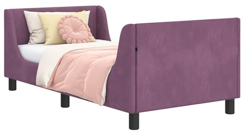 vidaXL Kinderbettgestell mit Kopfteil Lila 80 x 160 cm Samt, Moderner rechteckiger Bettgestell, langlebiges Samtdesign, funktionale Möbel, einfacher Aufbau, gemütliche Stauraumlösung