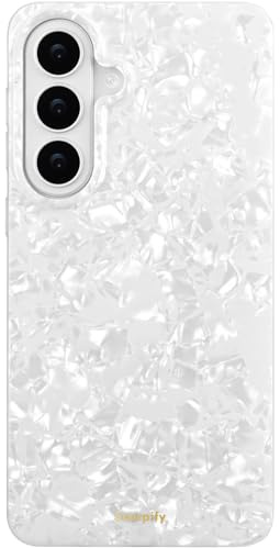 SCORPIFY Compatible with Samsung Galaxy S26 Case [Compatible with MagSafe] with White Pearl Design, Cute Clear Magnetic Phone Cover Bumper for Women Girls and Men with Mother of Pearl Shell