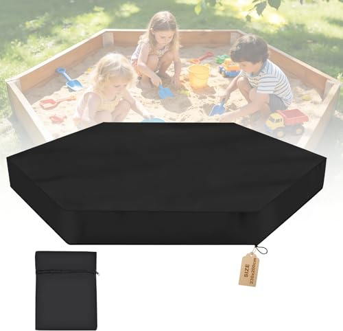 VTMJ Sandkasten Abdeckung 230 x 200cm, 210D Oxford Sandkastenabdeckung, Abdeckplane Sandkasten mit Gummizug Kordelzug und Aufbewahrungsbeutel, Wasserfeste Abdeckung für Sandkiste Pool Garten, Sechseck