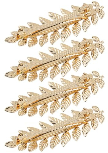 Barrette Cheveux Feuille 4 Pièces en Fer pour Femmes, Style Baroque | Barrettes Décoratives à Ressort, Confortables et Faciles à Poser, pour Coiffures Variées et Usage Quotidien