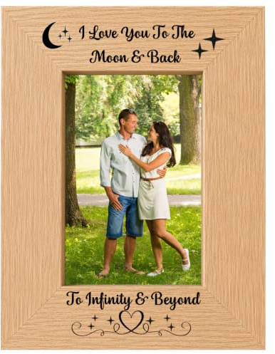 I Love You To The Moon & Back To Infinity & Beyond 6x4 Photo Frame Gift | Present idea, for Husband, Wife, Boyfriend, Girlfriend, from Partner, Anniversary, Birthday, Christmas, Valentines Day