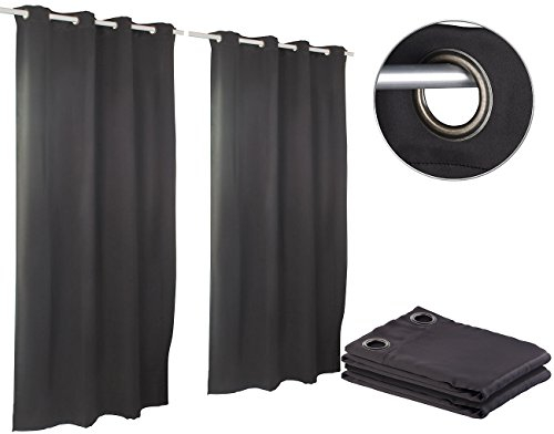 Carlo Milano Vorhang lickdicht: 2er-Set Verdunkelungs-Vorhänge, 4-cm-Ösen, 145 x 245 cm, schwarz (Vorhang Blickdicht Thermo, Verdunkelungsgardinen)