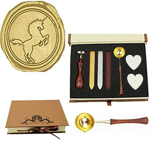 MNYR Siegelwachs-Siegelstempel mit Holzgriff, Schmelzlöffel, Wachsstab, Kerze, Geschenkbuch Box, Hochzeitseinladung, Verzierung, Urlaubskarte, Weihnachtsgeschenkverpackung, Siegelstempel-Set