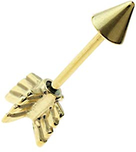 BlackAmazement Fake Plug 316L Edelstahl Pfeil Arrow Barbell schwarz Silber Gold Herren (Gold)
