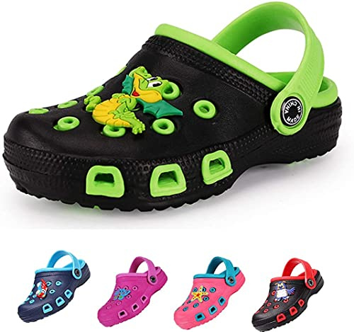 Kids Clogs for Girls and Boys Non-Slip Garden Shoes Slip-on Sandals Beach Pool Shower Slippers Surf Clogs for Children Toddler 13 UK Child Green 33 195
