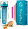 Hydracy Trinkflasche für Fruchtschorlen 1L - Sport Wasserflasche Bpa Frei mit Zeitmarke und Langem Infuser - Detox Sportflasche + 27 Köstlichen Rezepten Aufgegossenes Wasser eBook Geschenk - Aqua Blau