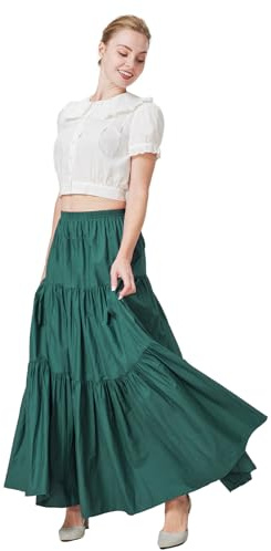 BEAUTELICATE Donna Gonna Cotone Lunga Vittoriana Vintage Medievale Gonne Estiva Stile Rinascimentale A-Linea Boemia Gonne per Gypsy Cosplay Larp Costume