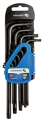 Högert Technik - Set Chiavi Torx, Kit Chiave Torx, Misure da T10 a T50, Set Torx, Realizzato in Acciaio Legato S2, Set di Chiavi Torx Resistente alla Deformazione e all'Usura - 9 Pezzi