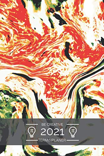 Planer 2021 ca. A5 Terminplaner - Rot Schwarz Weiss Marmor Muster: Terminkalender Tagesplaner 1 Tag auf 1 Seite auch Samstag Sonntag !, Kalender ab ... Taschenkalender im Trend Design