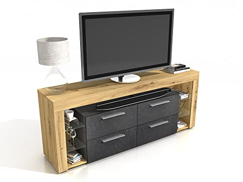 FMD Möbel VIBIO 3 TV/HiFi Lowboard, Holzwerkstoff, Artisan Oak Nb/Matera, rechteckig