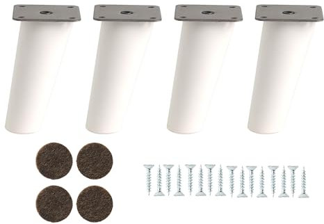 MOBILIARIOCLICHI Pieds de meubles en bois de hêtre. Pieds coniques avec inclinaison, et plaque de montage déjà installées. 8 cm de hauteur Couleur naturelle (10 cm blanc)