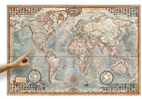 Executive Weltkarte im Antikstil 136,5 x 92,3 cm, sie zeigt die moderne, executive Welt auf antike Weise, Wandkarte Antique, Kartenbild aktuell: geographisch, politisch