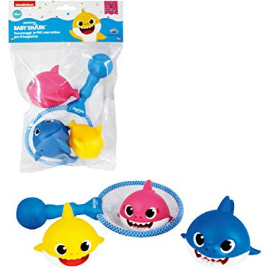 ODS 48822 Baby Shark 3er Set Haie mit Badekescher, blau; rosa; gelb; weiß