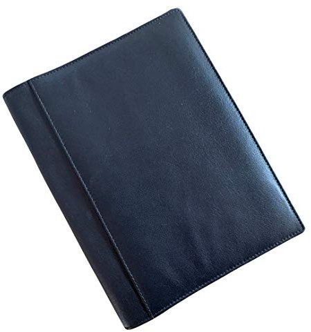 EMVY Notizbuch aus weichem Echtleder, A5, nachfüllbar, liniert, Schwarz, A5
